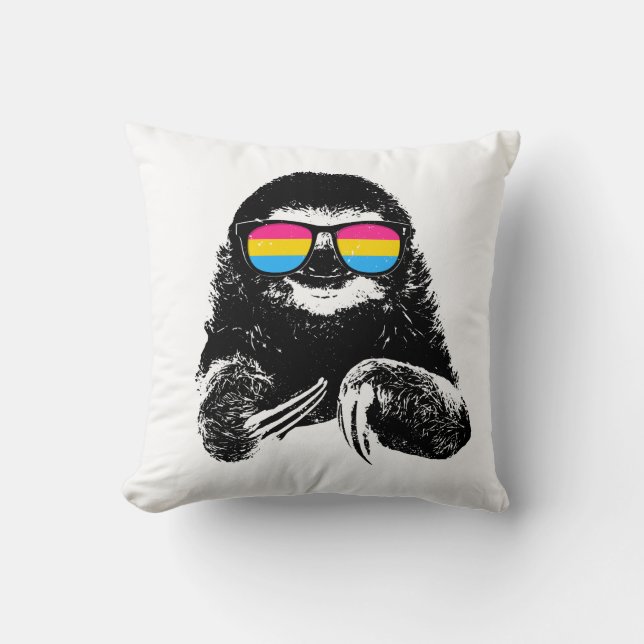 Pride Sloth Pansexual Flag Sunglasses Throw Pillow (Front)