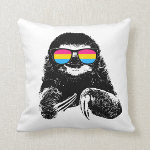 Pride Sloth Pansexual Flag Sunglasses Throw Pillow