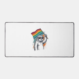 Pride Sloth Vintage Engraving T-Shirt Design_1 Desk Mat