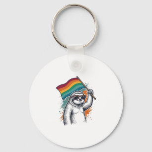 Pride Sloth Vintage Engraving T-Shirt Design_1 Keychain