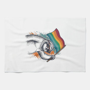 Pride Sloth Vintage Engraving T-Shirt Design_1 Kitchen Towel