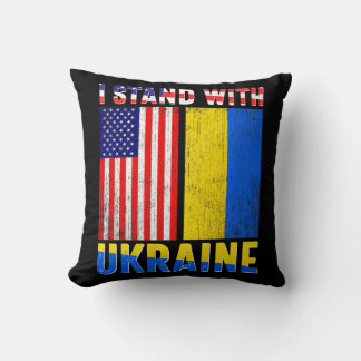 Pride Stand With Ukraine Vintage Ukrainian America Throw Pillow