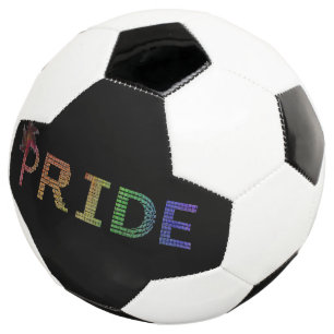 Pride Sticker - Rainbow Text Soccer Ball