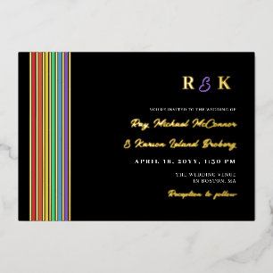 Pride Stripes Monogram Informal LGBT Wedding