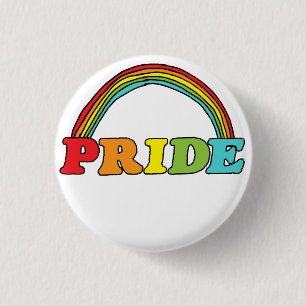 Pride Text and Rainbow 1 Inch Round Button