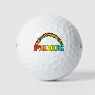 Pride Text and Rainbow Golf Balls