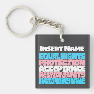 PRIDE Trans rights word art flag LGBT quote ally  Keychain
