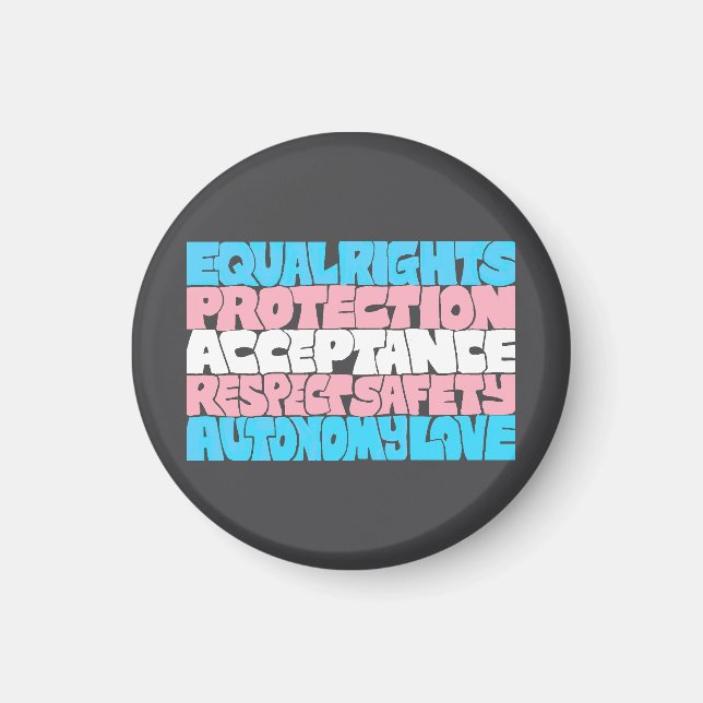 PRIDE Trans rights word art flag LGBT quote ally  Magnet (Front)