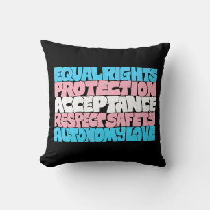 PRIDE Trans rights word art flag LGBT quote gift Throw Pillow