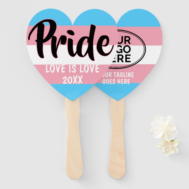 Pride Transgender Flag Custom Logo Hand Fan (Front and Back)
