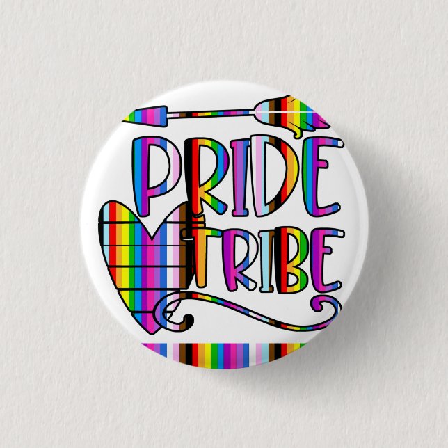 Pride Tribe - LGBTQ+ Inclusive Rainbow  1 Inch Round Button (Front)