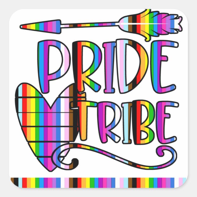 Pride Tribe - LGBTQ+ Inclusive Rainbow Square Sticker (Front)