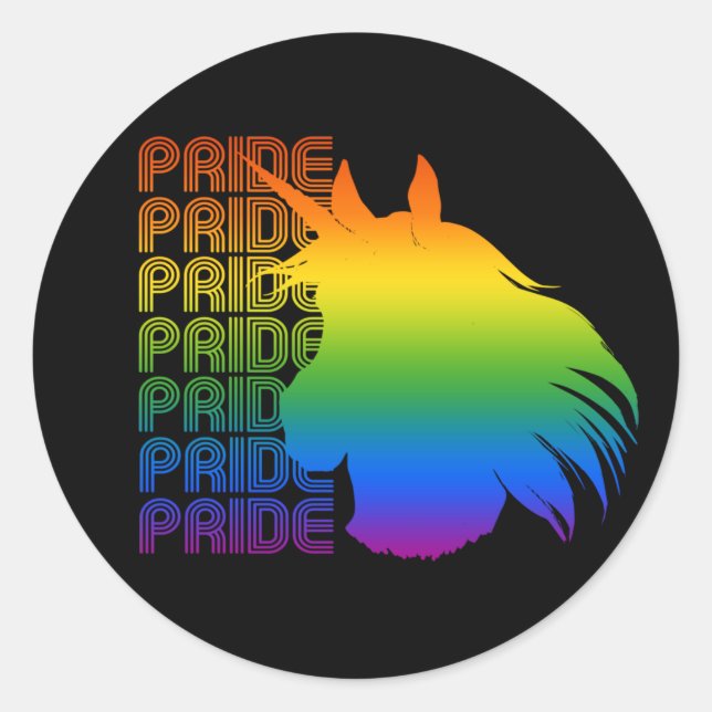 Pride Unicorn T-Shirt Classic Round Sticker (Front)