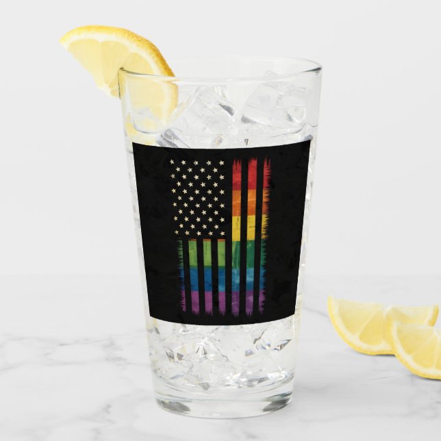 Pride USA America Distressed Rainbow Flag LGBTQ Glass (Front Ice)