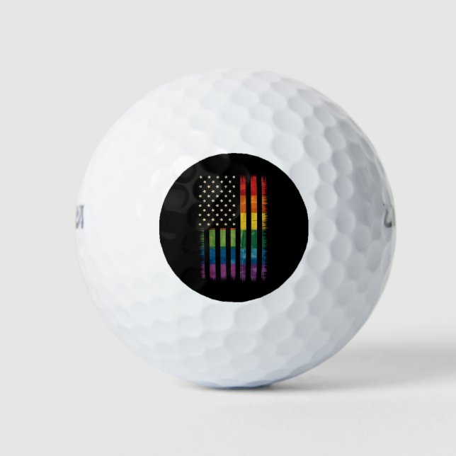 Pride USA America Distressed Rainbow Flag LGBTQ Golf Balls (Front)