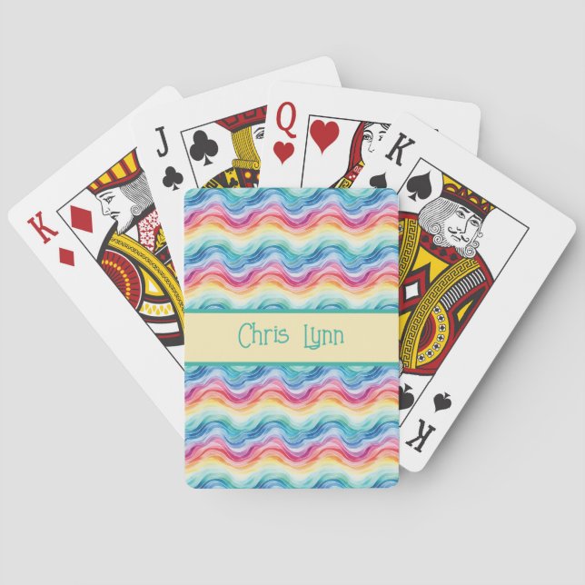 Pride Wavy Rainbow Stripes Pattern Summer Playing Cards (Back)