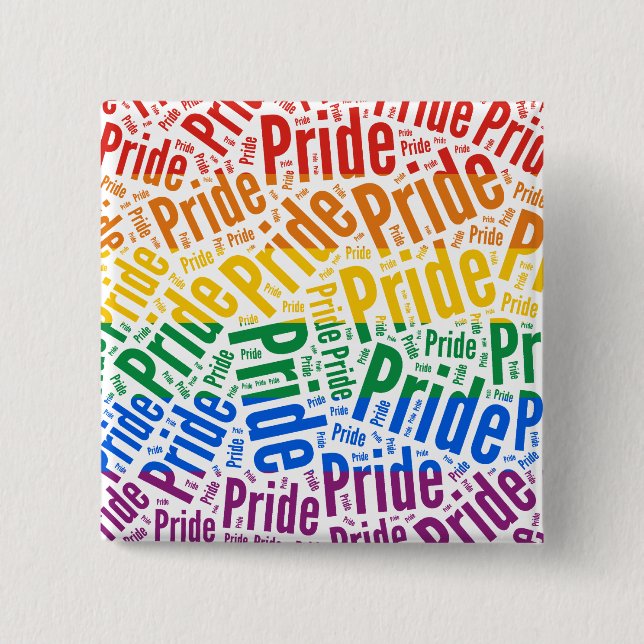 PRIDE WORD PATTERN FLAG -.png 2 Inch Square Button (Front)