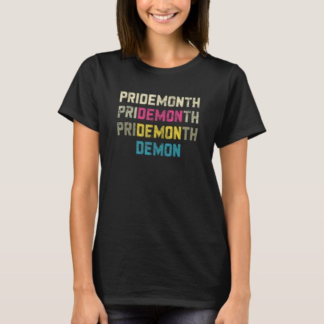 Pridemonth Demon Vintage Human Right Pansexual T-Shirt (Front)