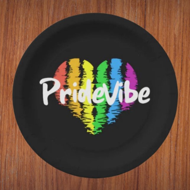 PrideVibe Heart: Bold Black Paper Plates (Creator Uploaded)