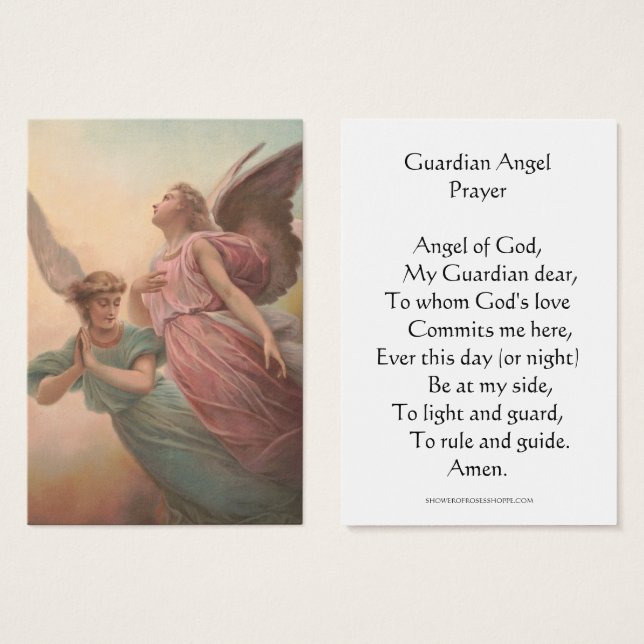 Prière à votre Gardien Ange Carte Sainte (Devant & derrière)