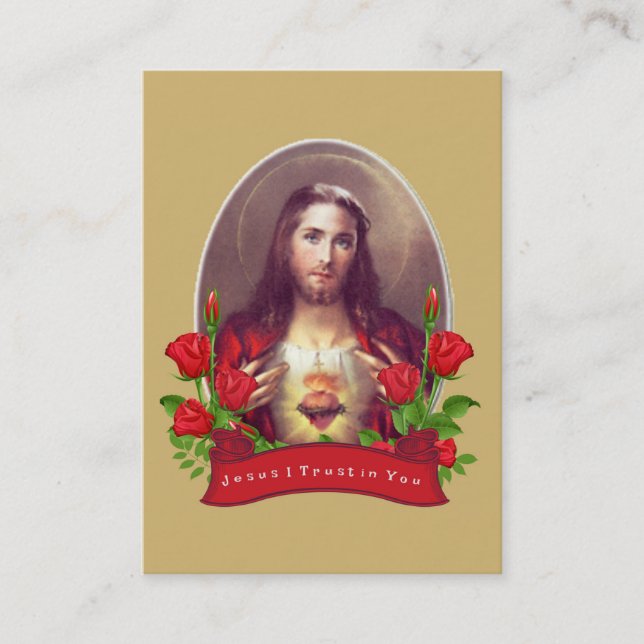 Prière au coeur sacré de la carte sainte de Jésus (Devant)