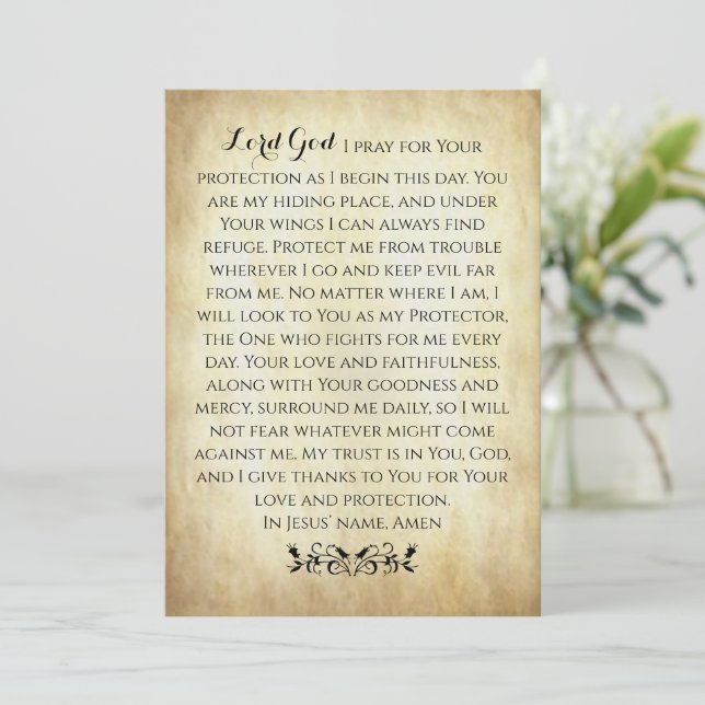 Prière chrétienne pour la protection Carte plate (Debout devant)