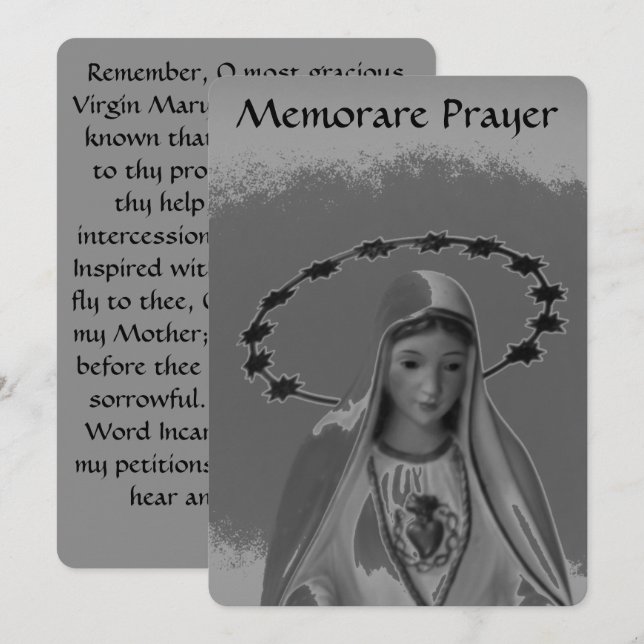 Prière commémorative à la carte à plat Vierge Mari (Devant / Derrière)
