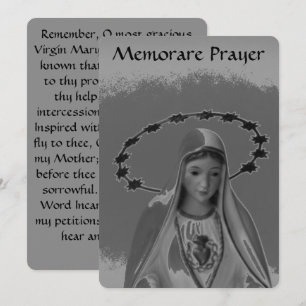 Prière commémorative à la carte à plat Vierge Mari
