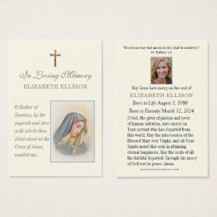 Prière commémorative catholique triste Mary funéra