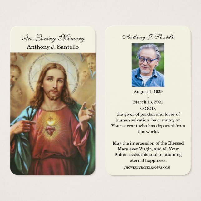 Prière commémorative funéraire catholique Saint-Ma (Devant & derrière)