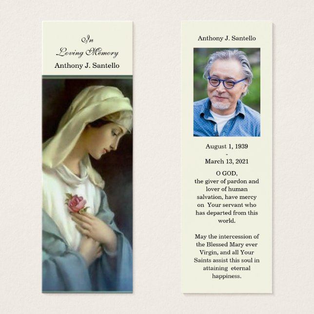 Prière commémorative funéraire catholique Saint-Ma (Devant & derrière)