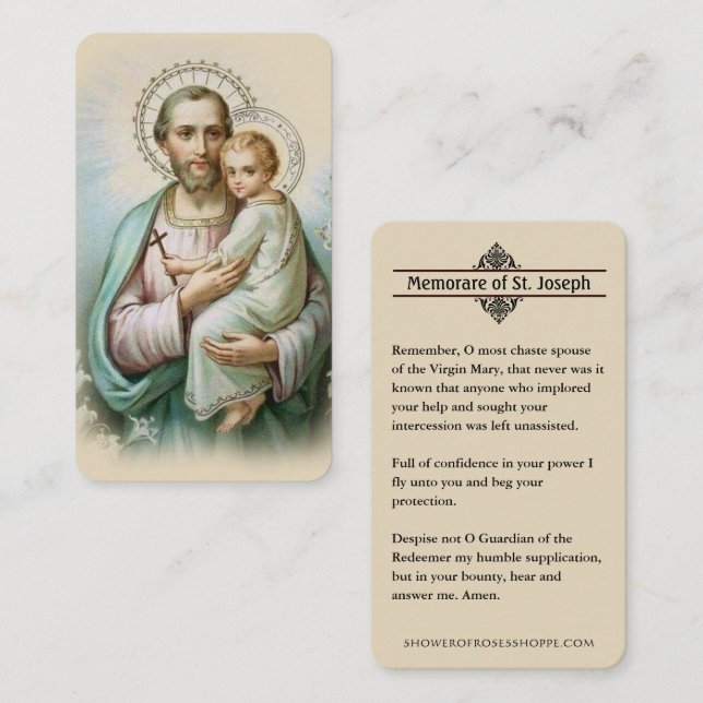Prière commémorative Saint Joseph & Jésus Carte Sa (Devant / Derrière)