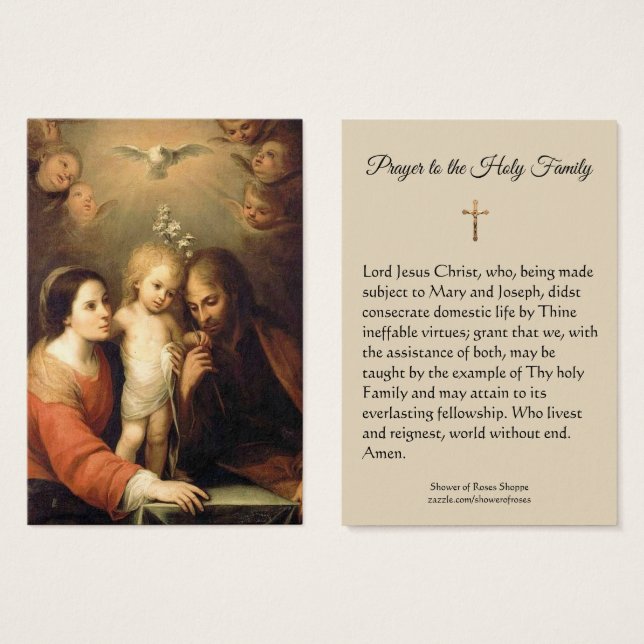 Prière de la Sainte Famille Jésus Marie Saint Jose (Devant & derrière)