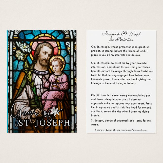 Prière de protection catholique Saint-Joseph (Devant & derrière)