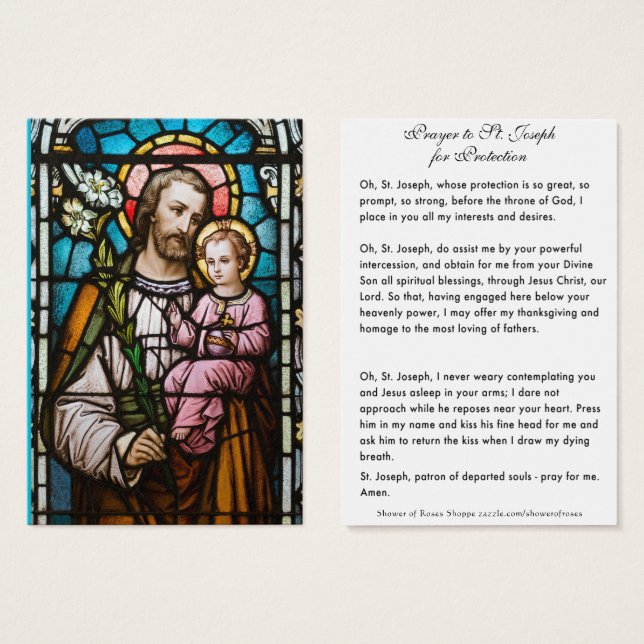 Prière de protection catholique Saint-Joseph (Devant & derrière)