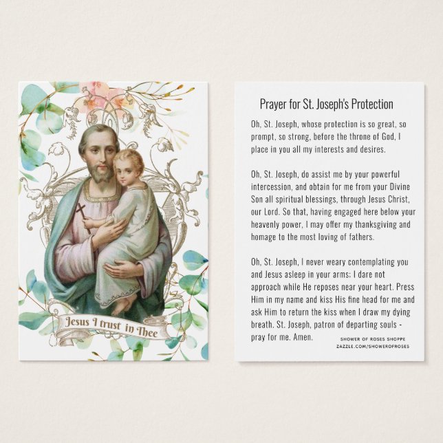 Prière de protection de saint Joseph Jésus (Devant & derrière)