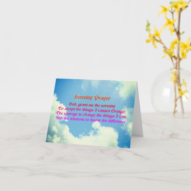 Prière de sérénité Carte de note Inspiration Ciel  (Fleur jaune)