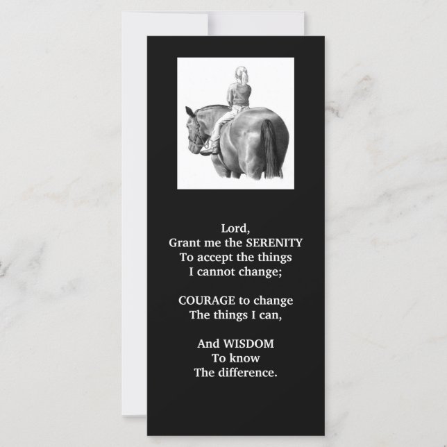 PRIÈRE DE SÉRENITÉ : FILLE : CHEVAL : CARTE DE PEN (Devant)