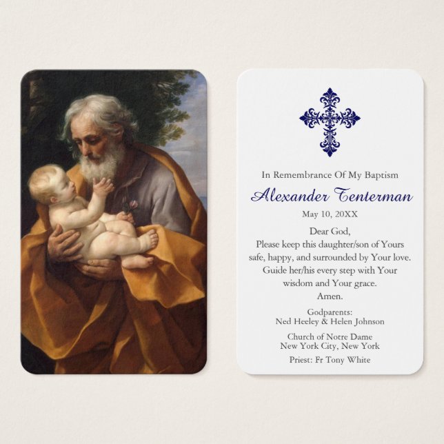 Prière du baptême | St Joseph & Baby Jesus (Devant & derrière)