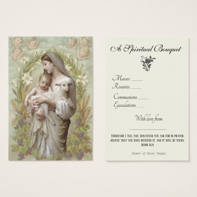 Prière du Bouquet spirituel religieux Carte Sainte (Devant & derrière)