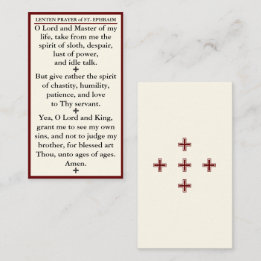 Prière du Carême de Saint Ephraïm la mini carte sy