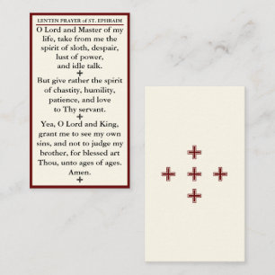 Prière du Carême de Saint Ephraïm la mini carte sy