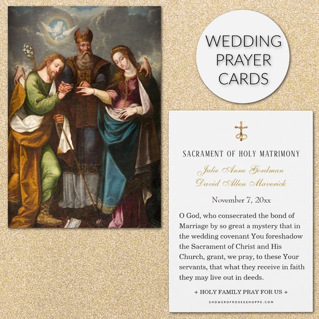 Prière du Mariage catholique Mariage de la Carte S (Traditional Catholic Wedding Prayer Cards with the Virgin Mary and St. Joseph)