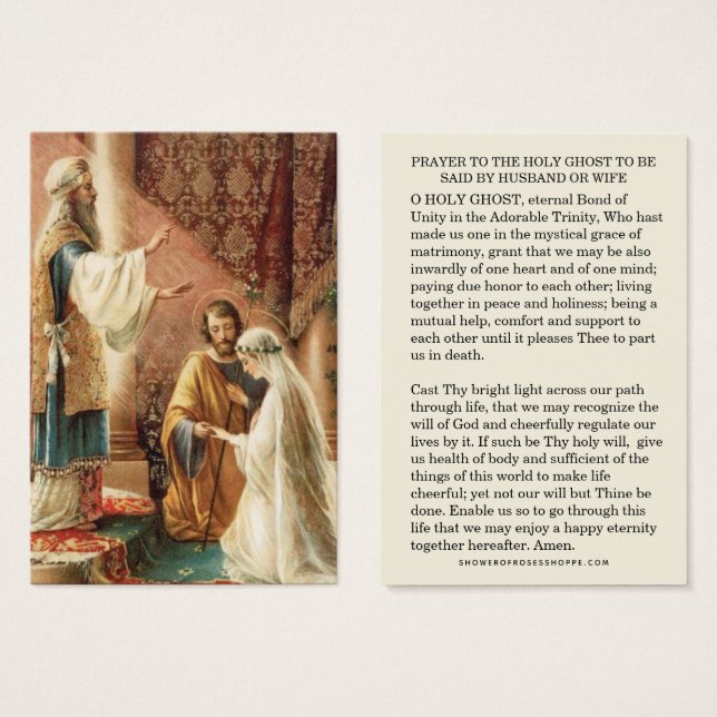 Prière du Mariage catholique pour le mari et la fe (Devant & derrière)