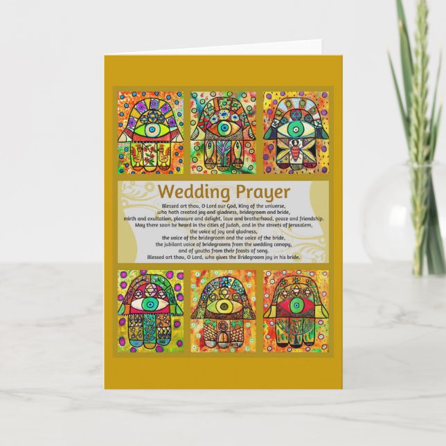 Prière du Mariage juif Golden Hamsa Carte de voeux (Devant)