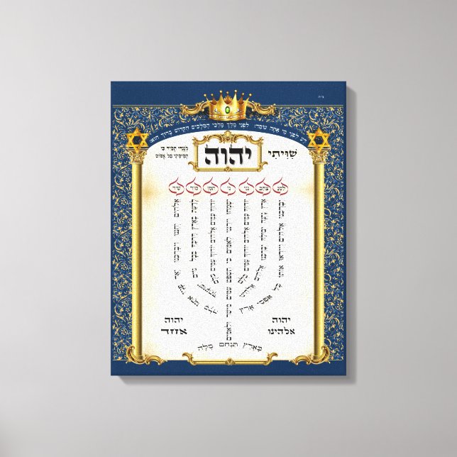 Prière en hébreu Shiviti - Psaume 67 toile Imprime (Recto)