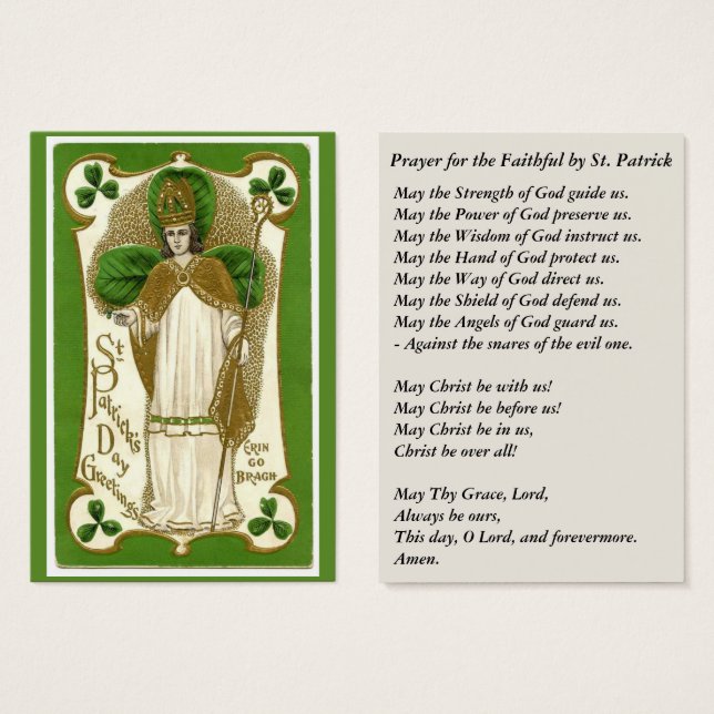 Prière évêque Shamrock St. Patrick (Devant & derrière)