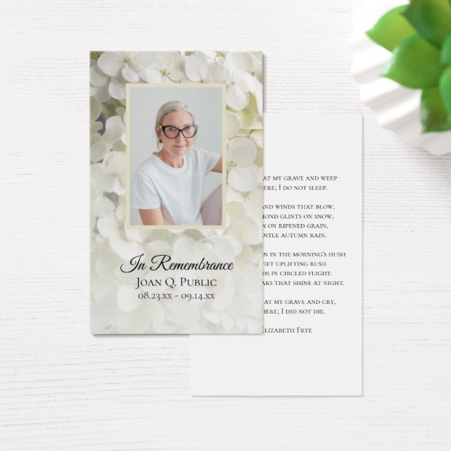 Prière funéraire aux fleurs d'Hydrangée blanche (Bureau)