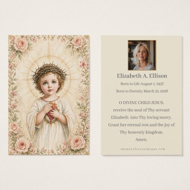 Prière funéraire mémorielle de l'Enfant Jésus cath (Devant & derrière)