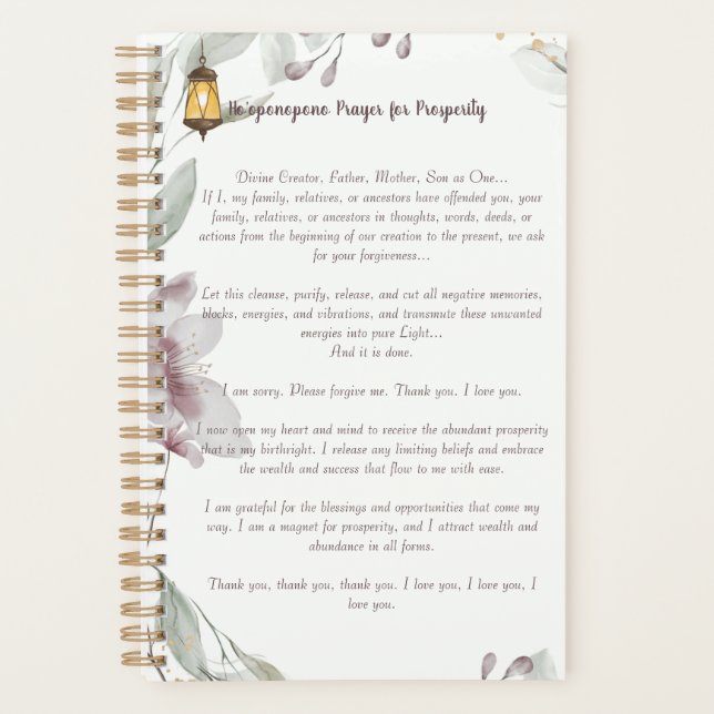 Prière Ho'oponopono pour la prospérité (Devant)